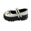 Fashion versatile black retro thick-soled shallow mouth small leather shoes single shoes women's summer 2025 new height-increasing Mary Jane shoes