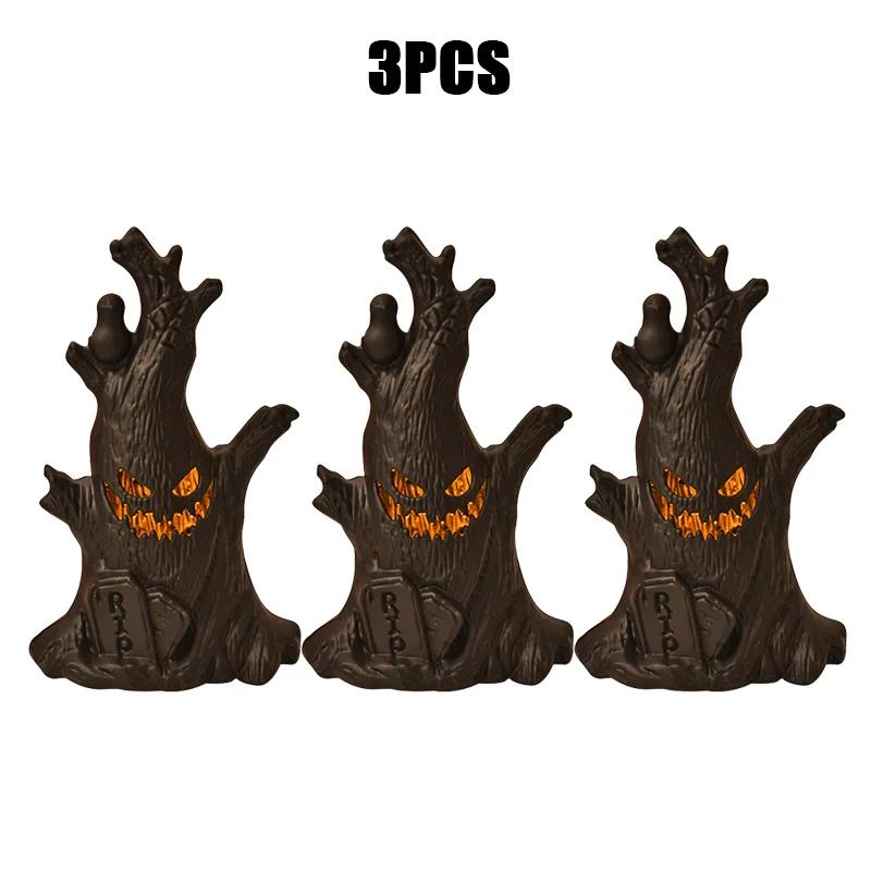Halloween Pumpkin Lanterns LED Electronic Candles Ghost Tree Stump Decorations for Funny Faces Festive Atmosphere Ornaments