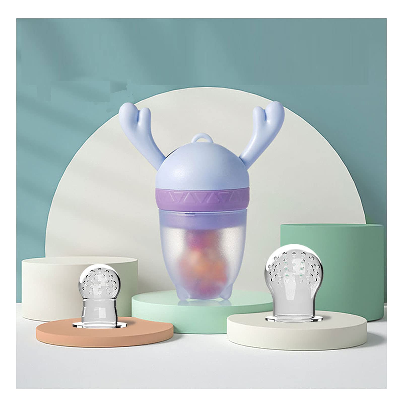 

Baby Food Feeder with Silicone Perfect for Feeding Fruits and Perfect for and Baby Feeding L Nipple, Vegetables, Beginners, (S, M, Sizes) (Blue) синий