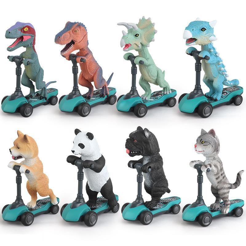 Children's Toys Dinosaur Velociraptor Tyrannosaurus Animal Pull Back Finger Scooter Small Toy Model