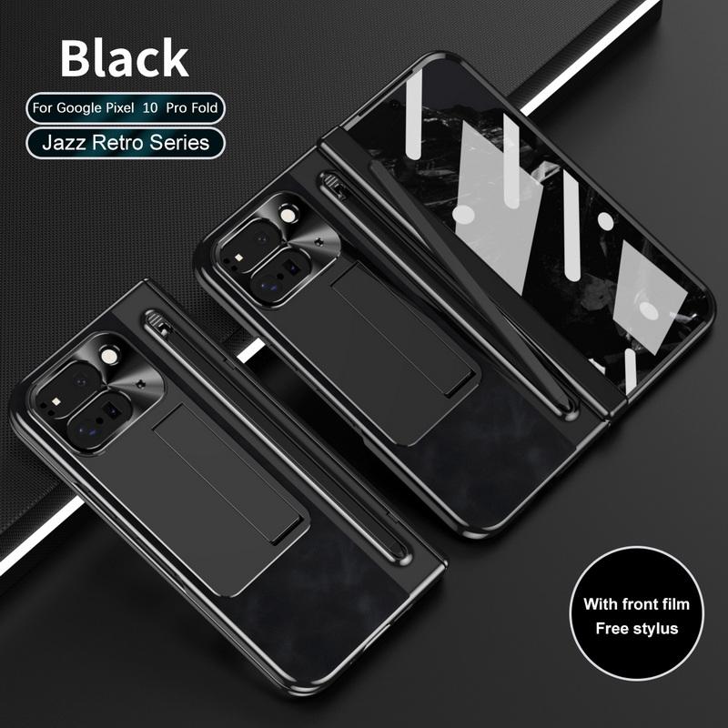 

Складной кожаный чехол-подставка со стилусом для бизнеса, 3 шт., для Google Pixel 10 Pro Fold 9 Pro, всеобъемлющий складной противоударный чехол из закаленного стекла для ПК Google Pixel 10 Pro Fold чёрный