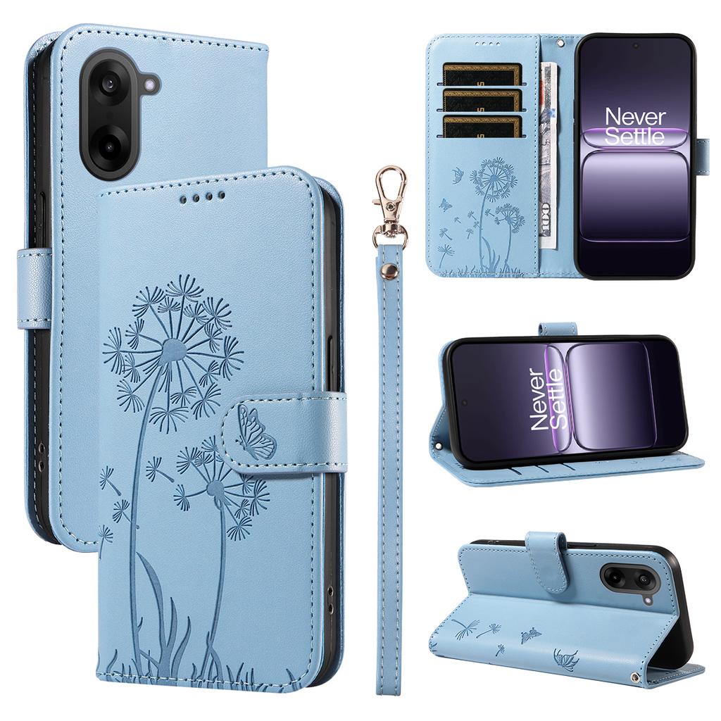 For OnePlus Nord CE5 5G/OnePlus Ace 5 Racing 5G Leather Wallet Case with Strap Dandelion Imprint Phone Stand Cover
