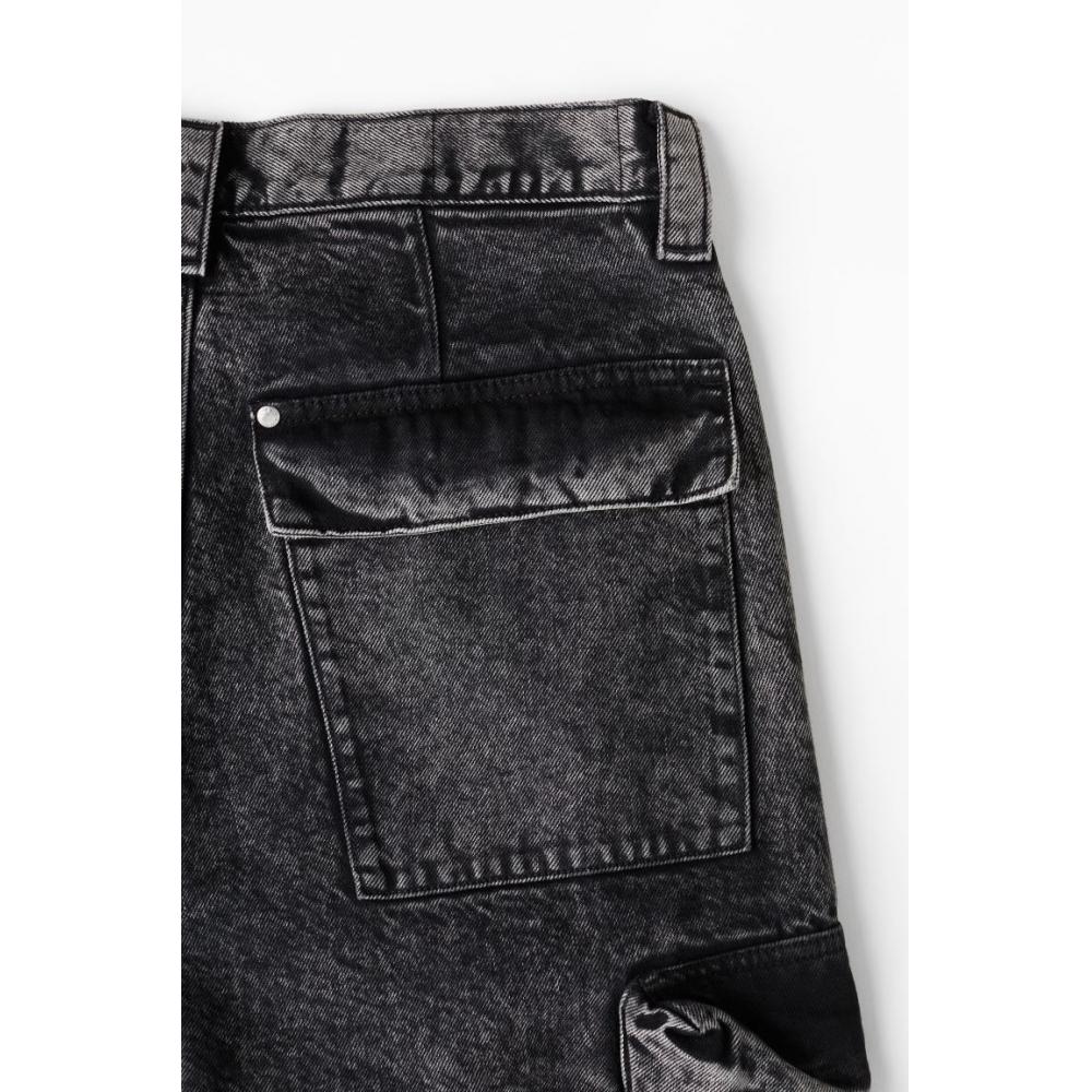 H M Baggy Cargo Jeans Dark deniM Grey