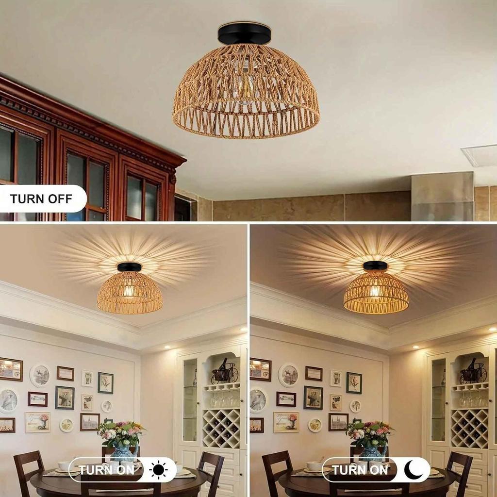 Rattan Ceiling Lamp – Modern Hanging Light Fixture for Bedroom, Living Room & Home Decoration | Rattan Pendant Ceiling Light