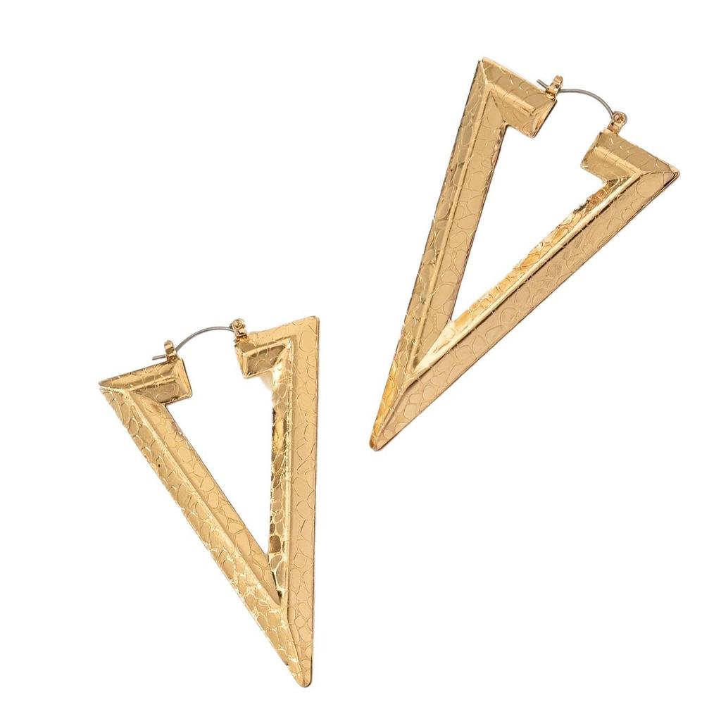 Once Pair, Wind Metal Exaggerated Metal Exaggerated Temperament Geometric Triangle Fashion Simple Long Earrings