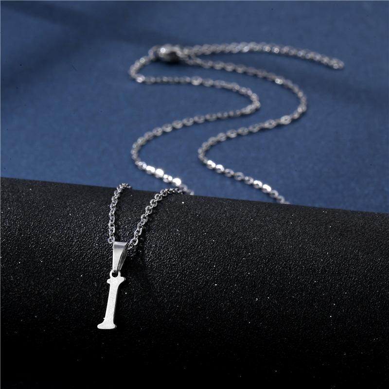 Fashion Initial Letter Pendant Necklace for Women Simple Stainless Steel Letter Glossy Clavicle Chain Choker Necklaces Jewelry