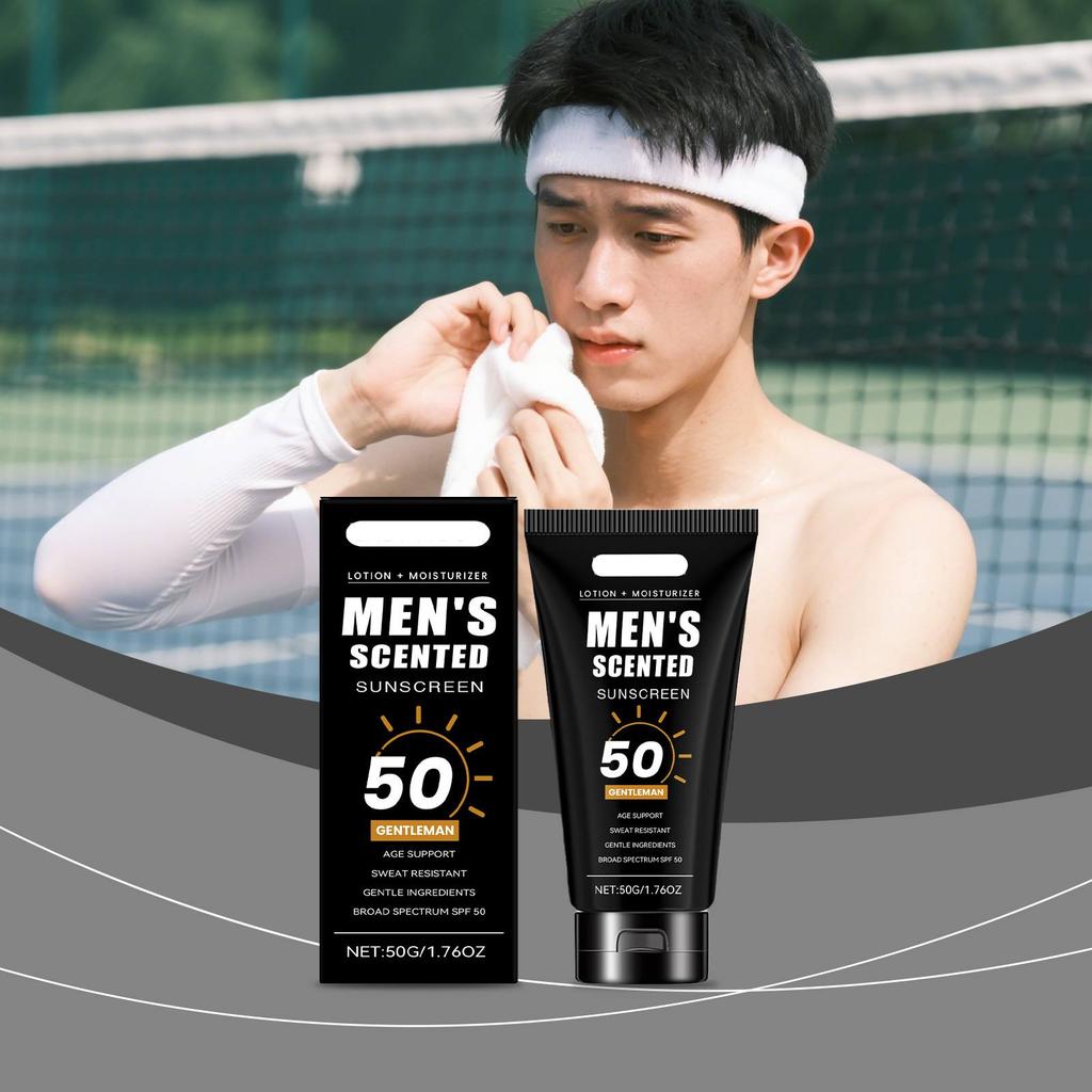 GentleMan Men's Sunscreen Lotion Face & Body Sunblock For Men, Mens Scented Sunscreen