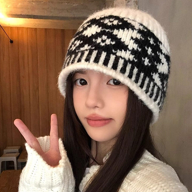 Lumifit Nordic Pattern Wool Knit Winter Beanie black