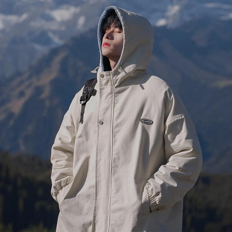 Men's Autumn and Winter New Cashmere Thickened Cotton Coat