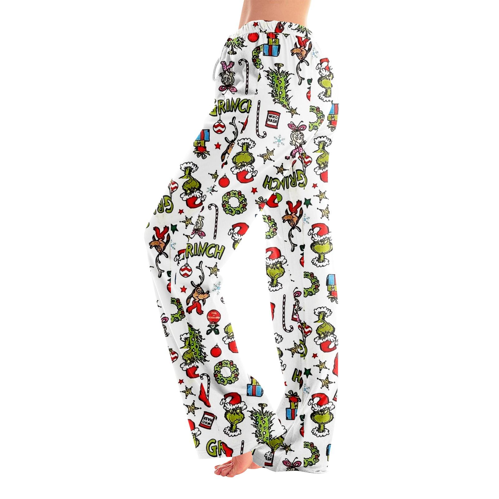 

Pajama Pants Sleepwear Casual Drawstring Elastic Waist Pants Comfy Straight Yoga Loose Trousers L