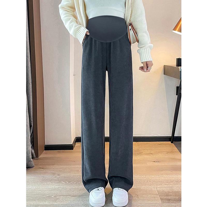 

2026 Spring/Summer Plus Size High Waist Maternity Wide-Leg Pants with Tummy Support and Velvet-Lined Straight Leg One Size [80-110 lbs]