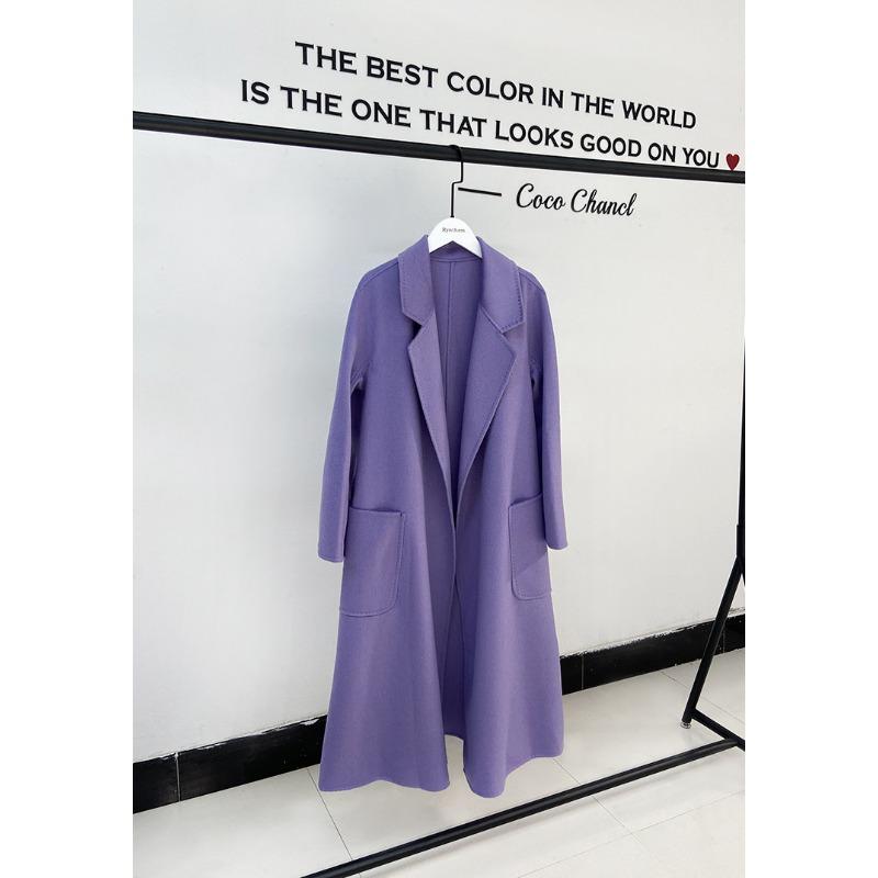 High Water Ripple Double-sided Wool Coat Women Long Bathrobe Style Autumn Winter Coat