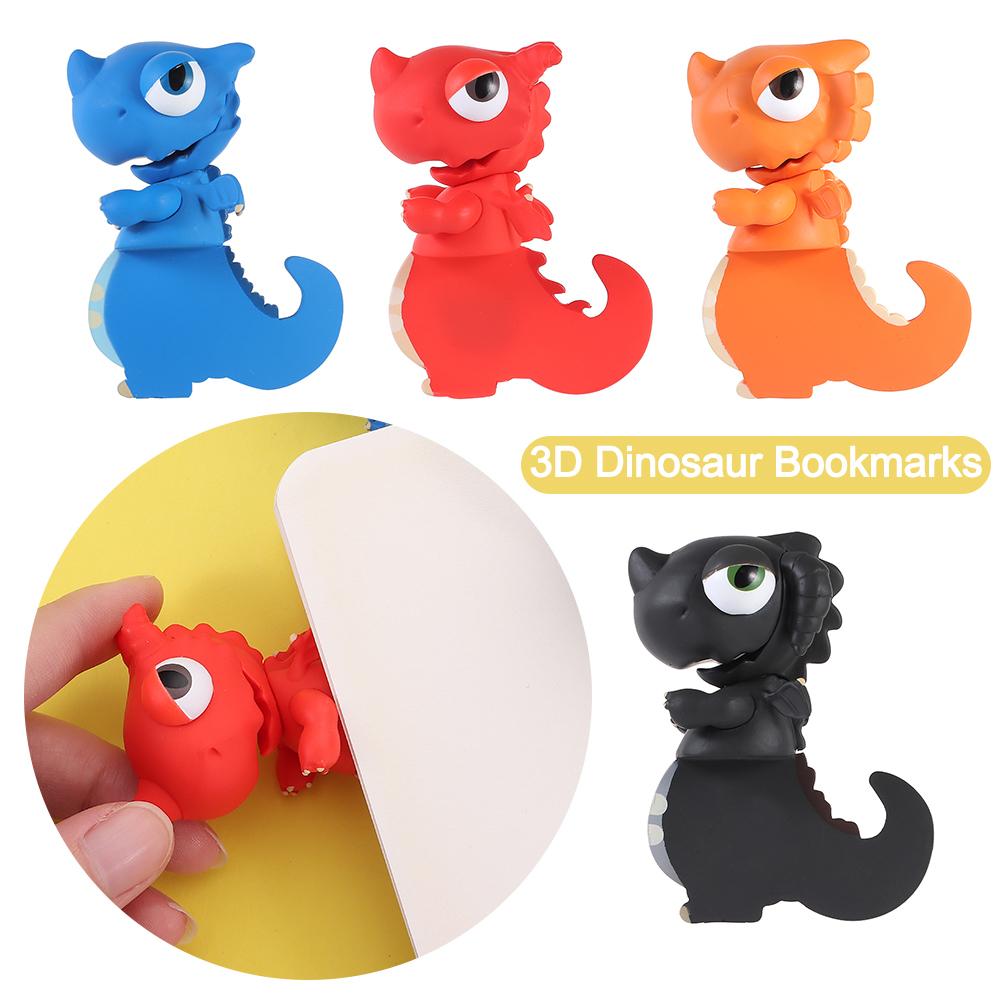 New Stereo 3D Dinosaur Bookmarks PVC Cute Funny Stationery Student Stationery Cartoon Animal Bookmarks