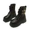 2025 new small height-increasing short boots high-end platform Martin boots women's thick heel British punk locomotive boots