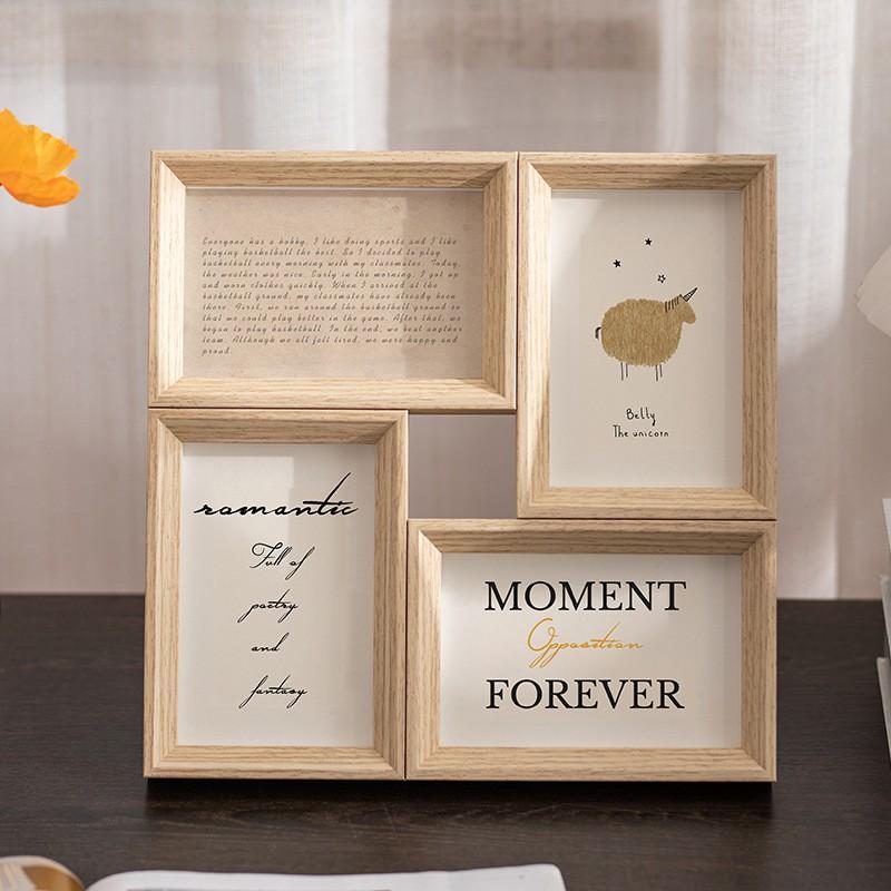 Modern 4-Panel Photo Frame Set 6-inch Wall Or Table Display Wooden Style Living Room Bedroom Office Decor