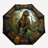 Prehistoric Jungle Adventure Pattern Umbrella, Portable and Foldable Design, 8 Ribs, a Casual Accessory for Halloween, Christmas, and Birthday Gifts.