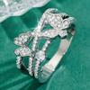 Sterling Silver Ring Features a Multi-layered Design, with a Cute Butterfly Embedded On the Band, Adorned with Sparkling Artificial Zirconia