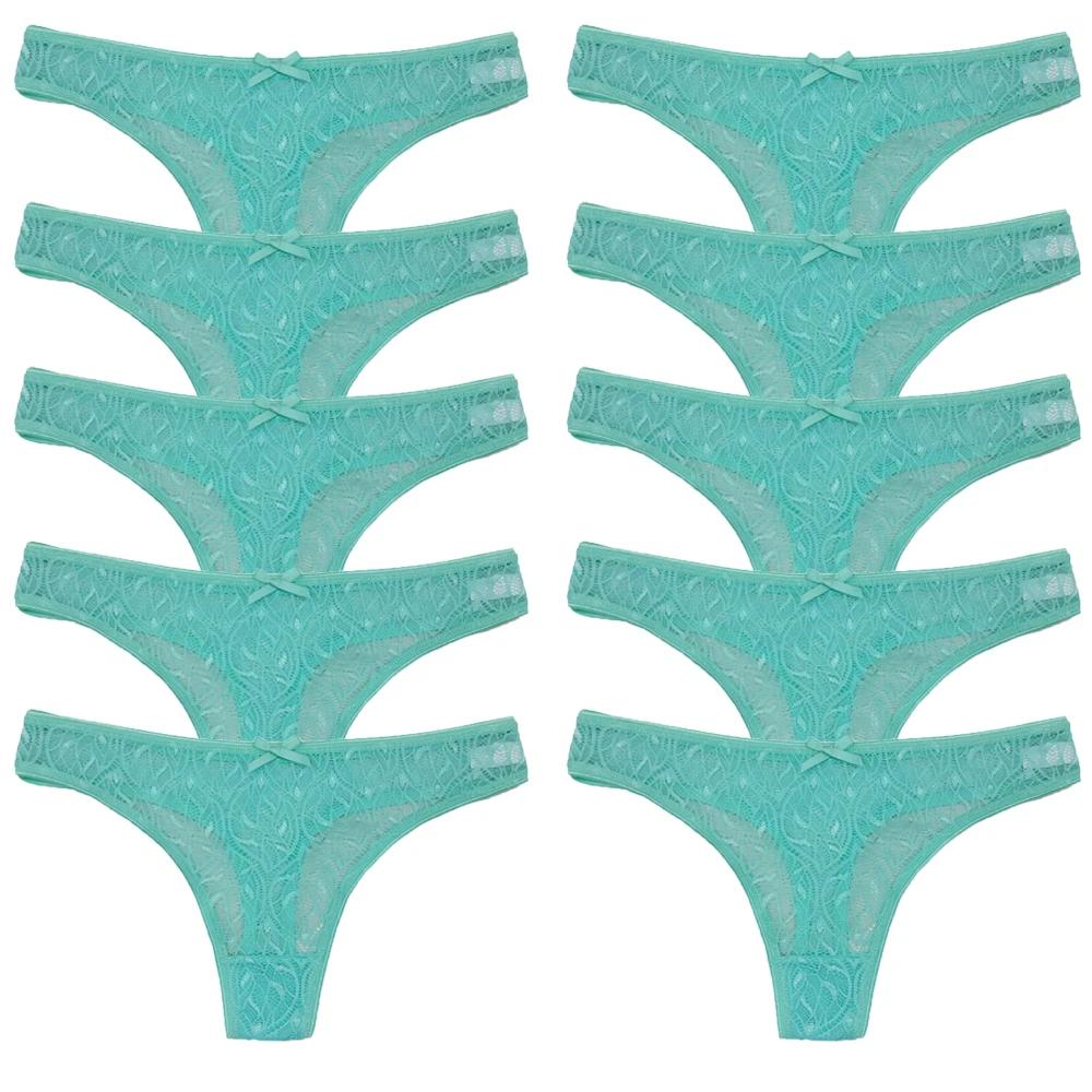 10 ks/sada Síťovaná krajka Průhledná tanga Dámské kalhotky Spodní prádlo Dámská bezešvá G-string Dámské spodní prádlo Intimní prádlo