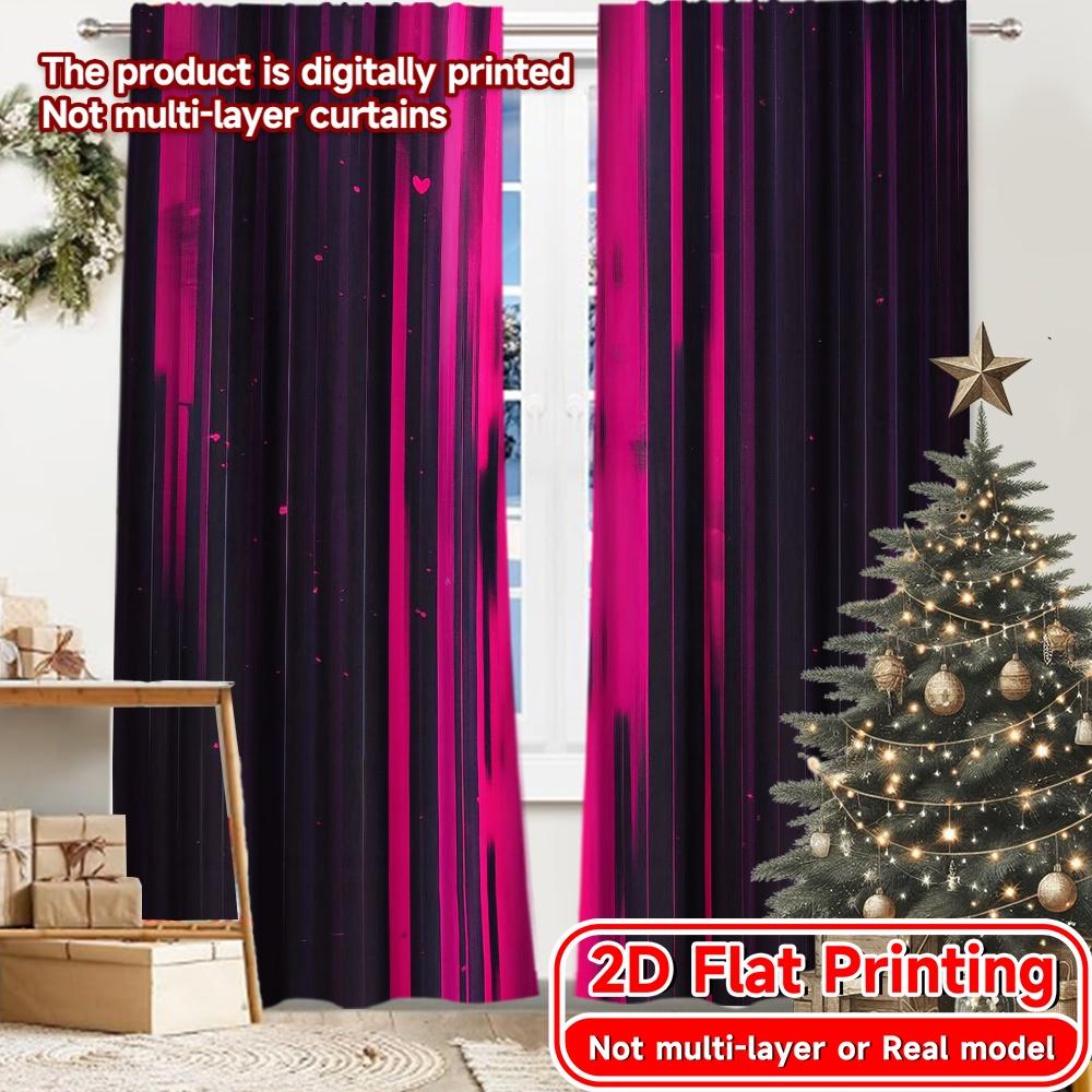 

2D Flat Printing 2pcs Neon Cascades Chic Fashionable Curtains Polyester Easy Install Curtains Outdoor Decorations for Living 100*130 Rod Pocket 1pcs