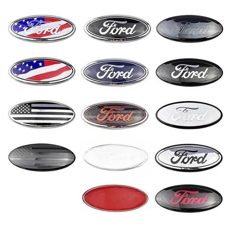 15X6.3CM Alloy Car Front Cover Badge Sticker for Ford Kuga Transit Ecosport Fiesta Focus Ranger Mondeo Edge Trunk Emblem Decal CVV1 QQ24