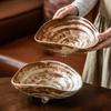 Coarse Pottery Tableware Special-Shaped Three-Legged Bowl Retro Style Home Salad Bowl Vegetable Bowl Dessert Bowl Restaurant Hotel Special Big Bowl