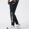 Li Ning Campus Series Letter Fleece Cuffed Knitted Sports Pants Men Bottoms Black YKLT391-1
