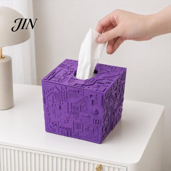 Sense of Future Tissue Box Sci-fi Theme Box, with Smooth Paper Extraction, Large Capacity Cubic Design Trendy Organizer, Hard Shell Durable