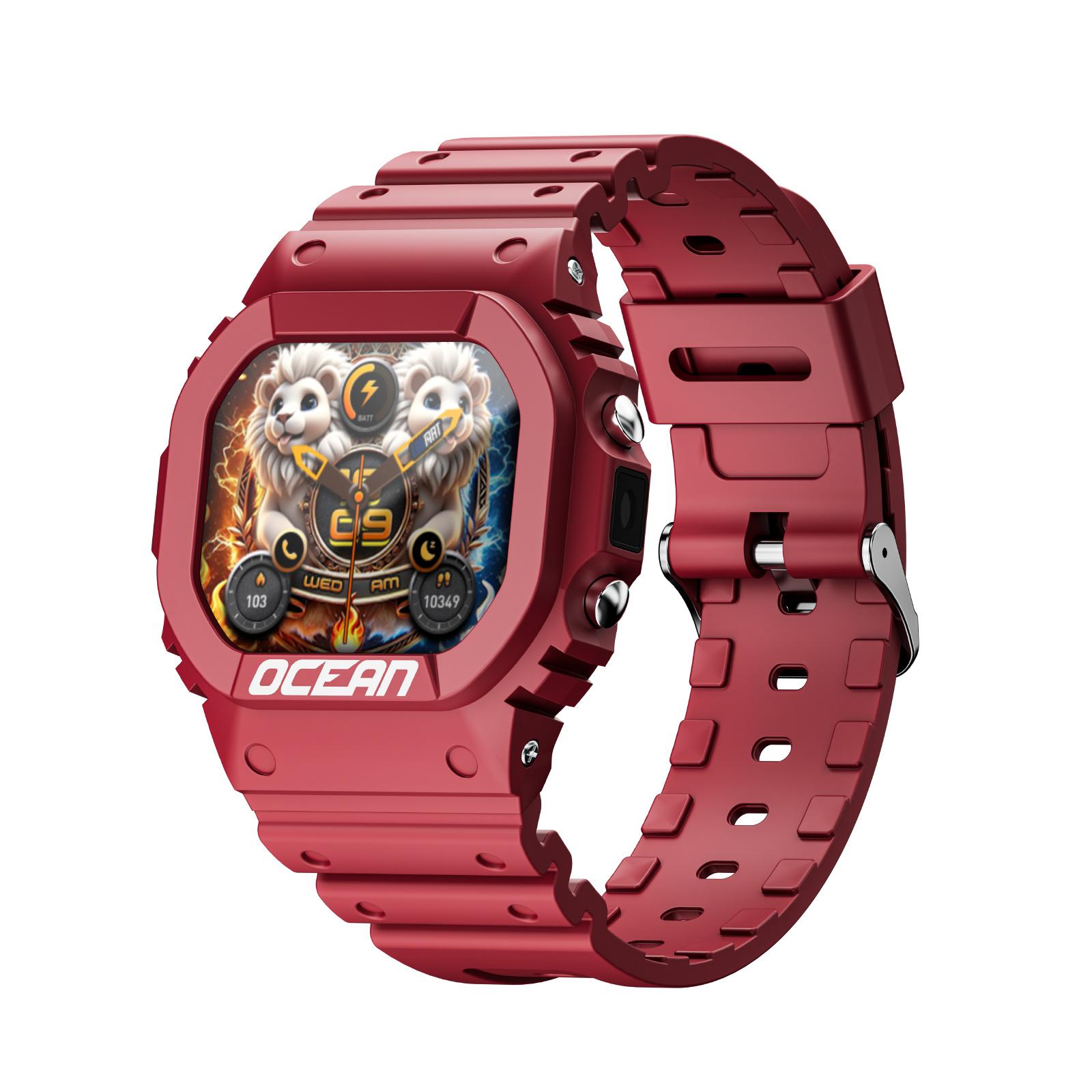 

LOKMAT Ocean Smart Watch Outdoor Rugged Watch Multi-Sport Mode BT Calls Message Push Heart Rate Fitness Tracker Smartwatches красный