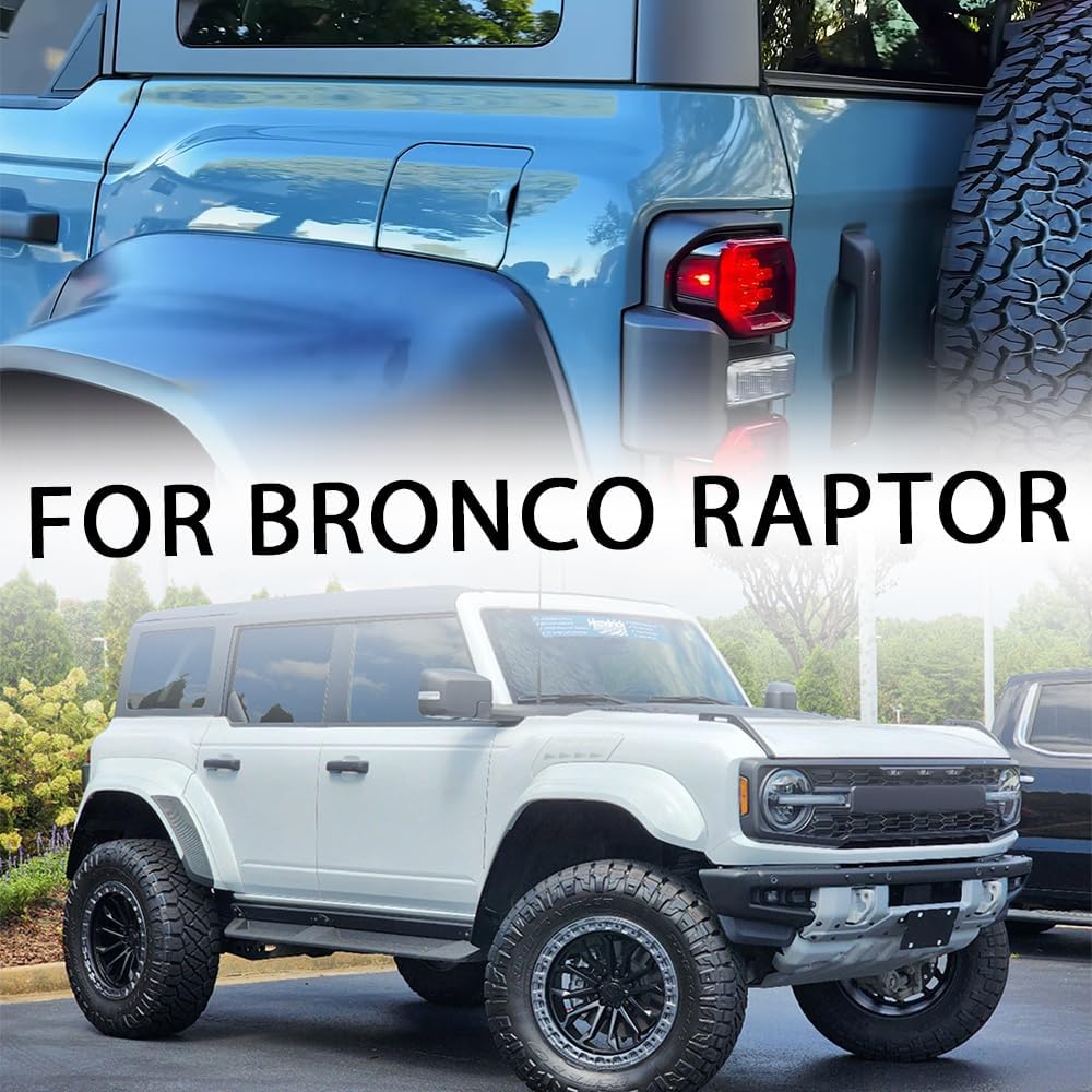Jogon Real Carbon Fiber Fuel Door Gas Tank Trim Cover for Ford Bronco Raptor 2021 2022 2023 2024 2025, Exterior Body Side Fuel Tank Cap (Glossy CF)