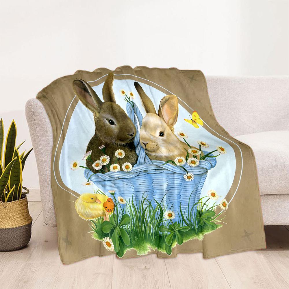 Easter Eggs And Bunnies Blanket,Suitable for Sofas, Offices, Travel, Living Rooms, Gifts To Relatives and Friends, Blanket,Suitable for All Seasons.