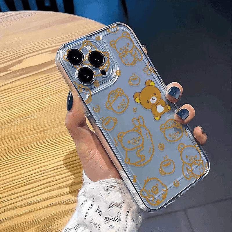 

Cartoon R-Rilakkuma Clear Phone Case for iPhone 17 Air 16 15 14 Plus 13 12 Mini 11 Pro Max Shockproof Silicone Soft Cover Funda iPhone 11