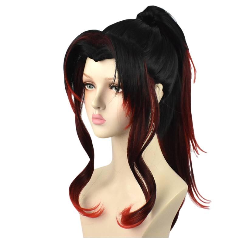 High-temperature Fiber Black Red Gradient Wig Perfect For Anime And Cosplay Fans