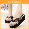 Summer Flower Pattern Wedge Flip Flops For Women With Breathable Eva Sole And Anti Slip Design