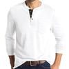 Men's Casual Long Sleeve Henley Shirt with Chest Pocket