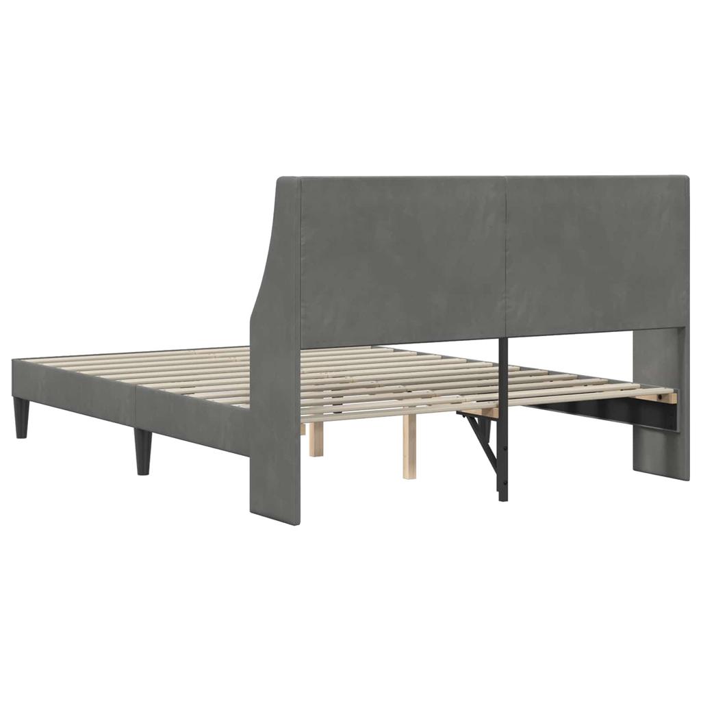 Bed Frame with Headboard Dark Grey Velvet