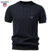 Gant Nova Camiseta Masculina de Algodão Bordada de Alta Qualidade com Gola Redonda e Mangas Curtas de Lã - Coleção Primavera/Verão