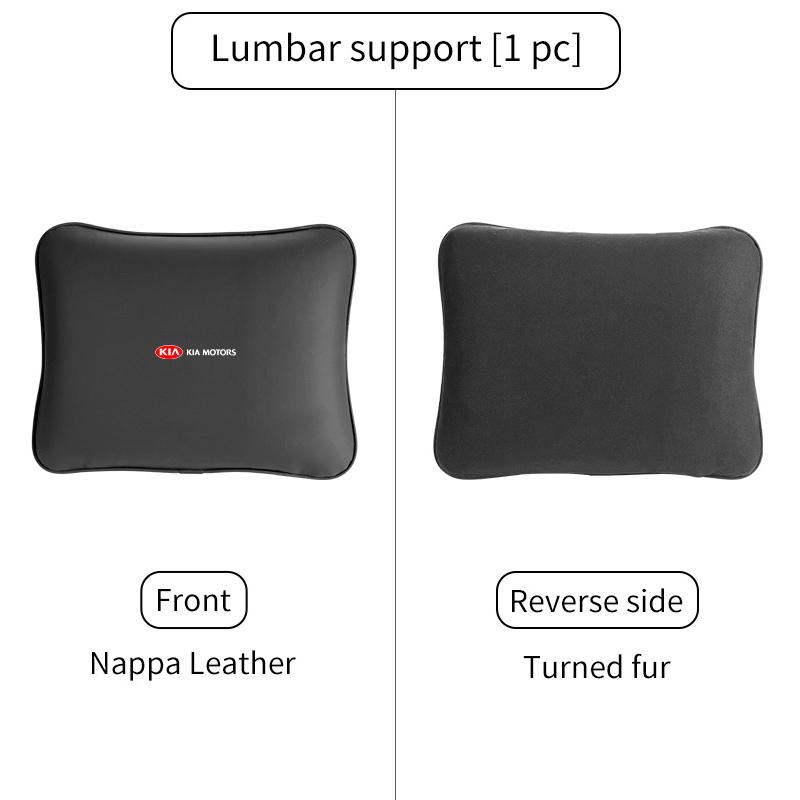 For KIA Car Leather Headrest Neck Support Seat Waist Cushion Pillow Auto Accessories Sorento Stinger Soul Spectra Niro Cadenza Nvhs30