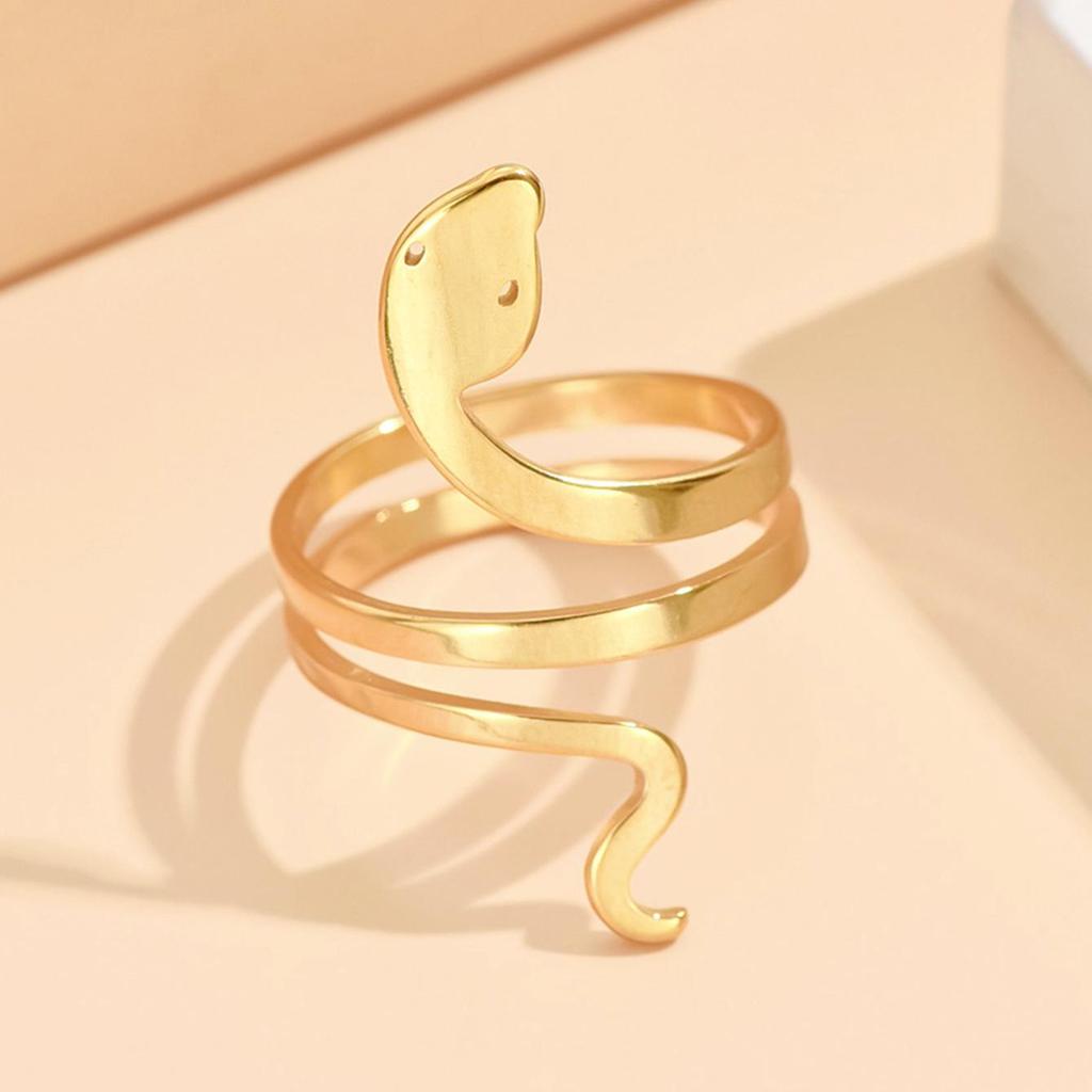 Trendy Snake-Shaped Stainless Steel Double Ring - Hip Hop Punk Style