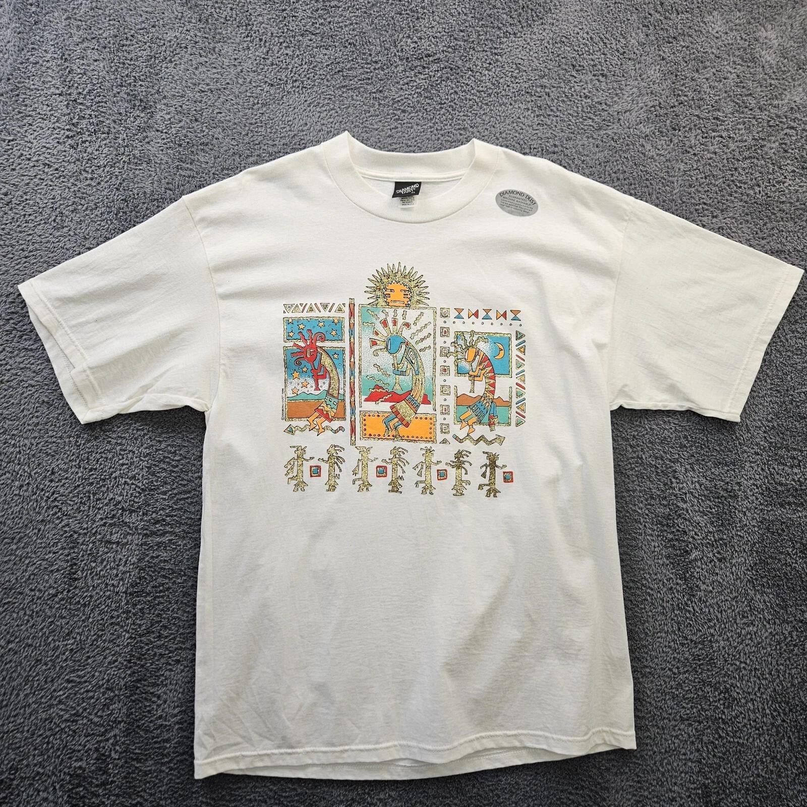 Diamond Dust 100% Cotton T-shirt Mens Tees Top Vintage 1996 Kokopelli Southwestern Glitter Bling Men XL 4XL