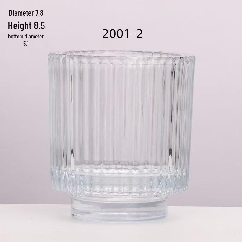 Thickened European Stripe Glass Candle Jar with Arched Bottom