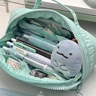 Minimalist Mint Green Pencil Case Large Capacity Handheld Pen Bag Minimalist Stationery Organizer Back To School