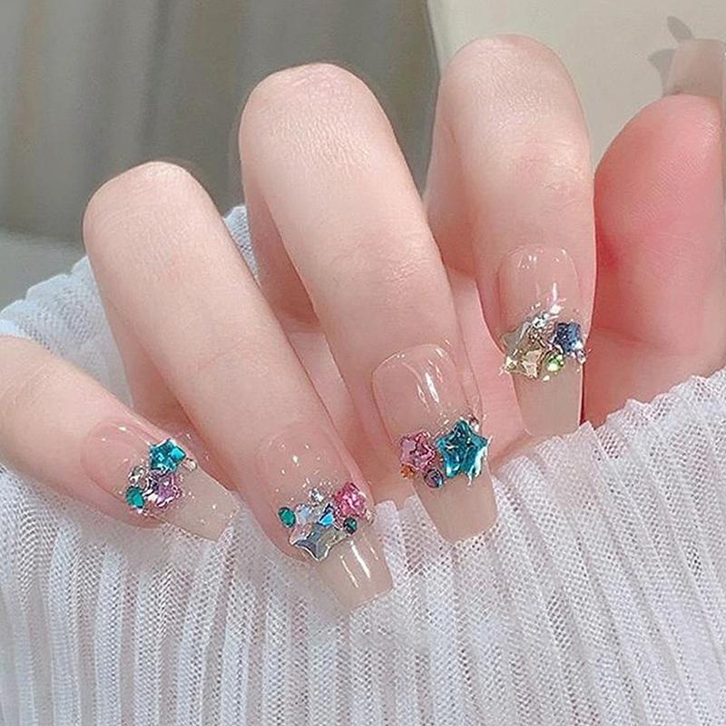 50 Pcs Star 4/6Mm Glittering Flat Back Acrylic Crystals Mini Nail Art Rhinestones Color 3D Diy Manicure Decorations Diamond