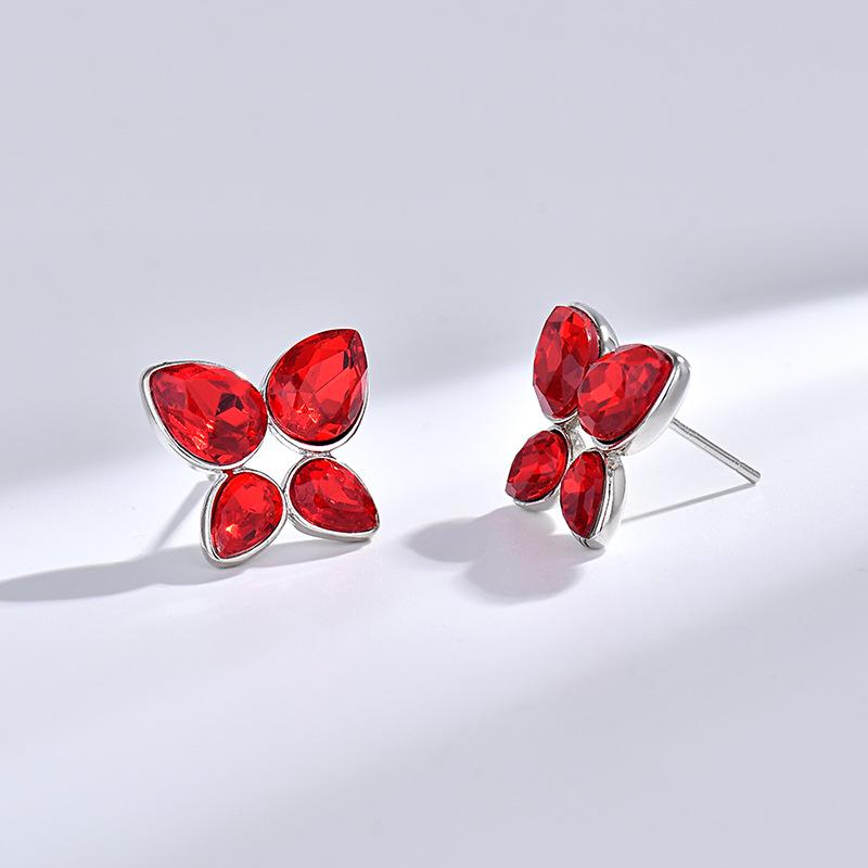Korean Crystal Angel Tear Stud Earrings - Colorful Teardrop Diamonds with Unique Niche Style for Women
