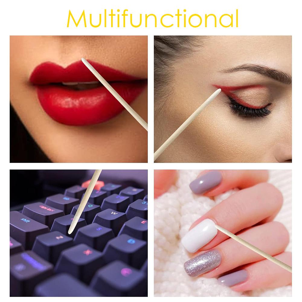 Microblading Cotton Swab with Wood Sticks Cotton Swabs Pointed Tip Dual-ended Cotton Tipped Applicator Makeup Remover