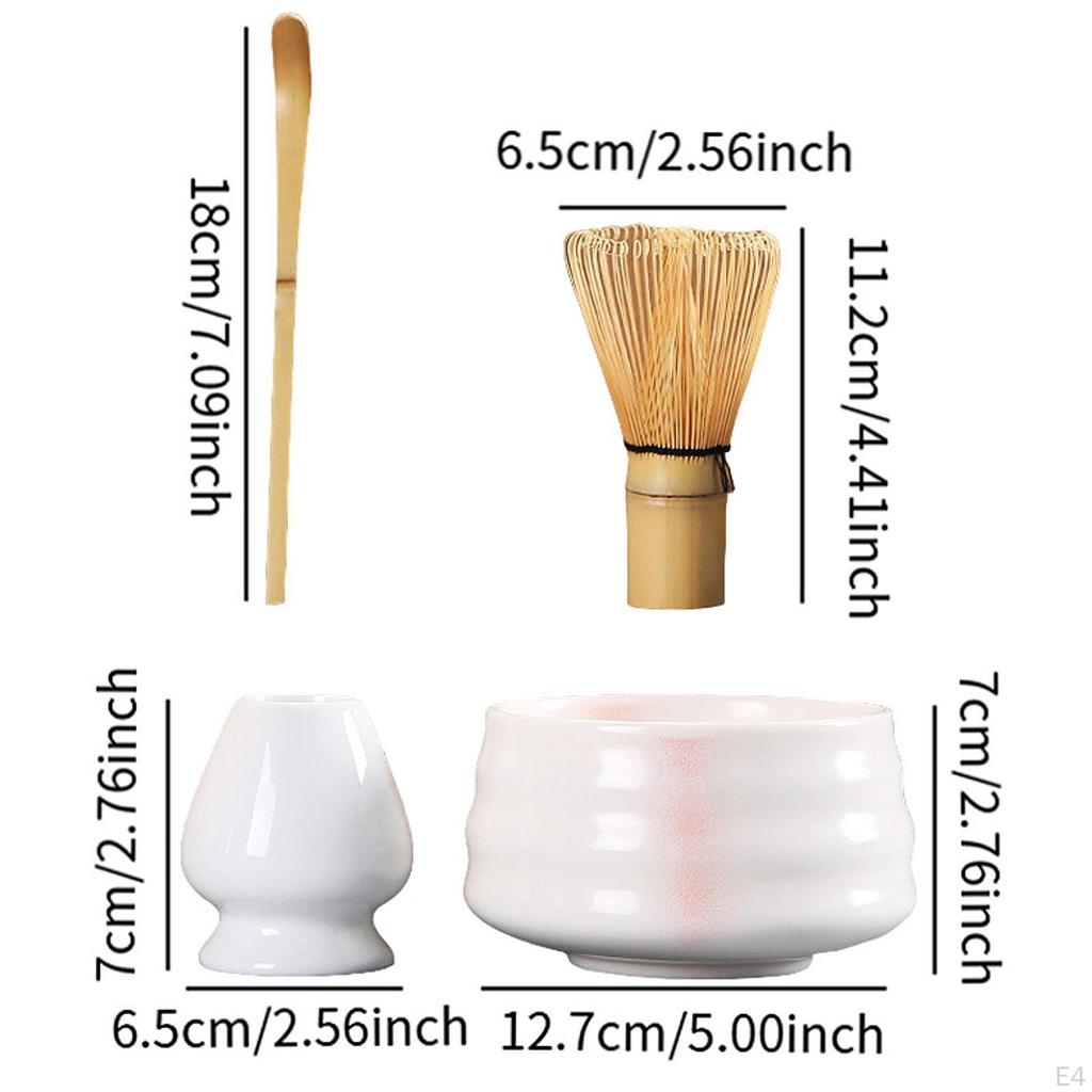 4 Pack Matcha Whisk Set, Complete Bowl Tea Making Tool Ceramic Kits,