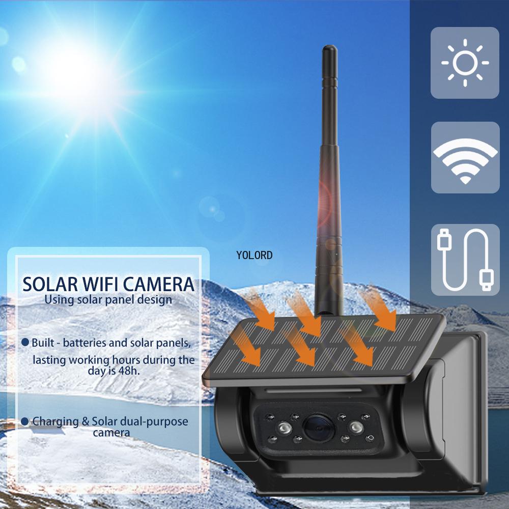 Solar Powered Reverse Camera, WIFI Wireless Car Mounted Camera Magnetic Suction Suitable for RVs and Trucks