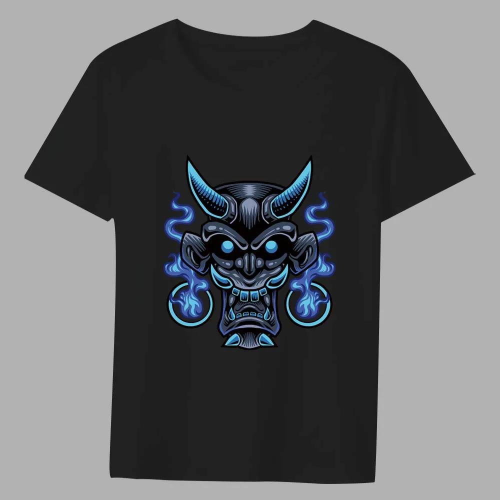 T-shirt Men's Black Print Short-sleeved O-neck Anime Funny Devil Series Slim Young Men Commuter Breathable Soft Youth Shirt Top