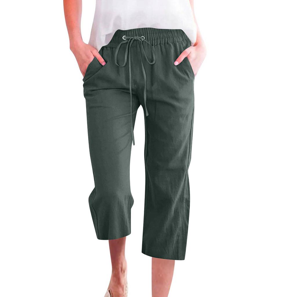 Women's Casual And Fashionable Color Loose Pants With Pocketes