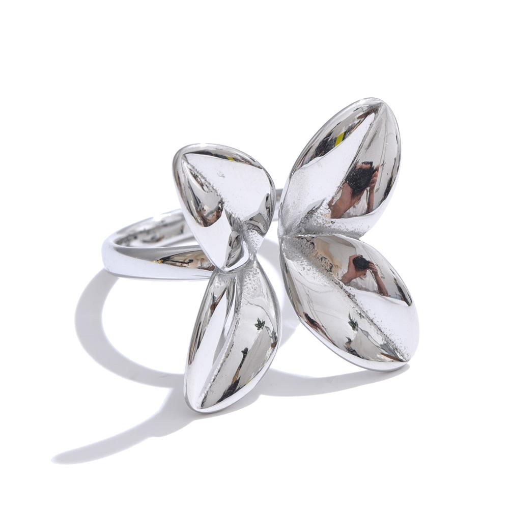 

Eetit Popular Smooth Stainless Steel Flower Adjustable Ring Rust Proof Polished Charm Fashion Jewelry Accessories 7 серебряный