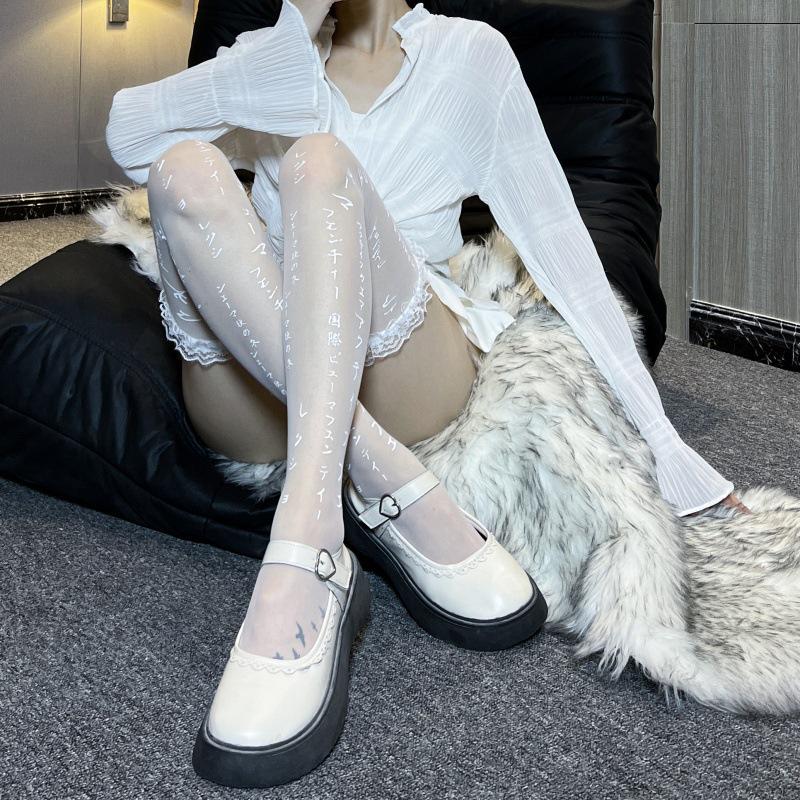 Japanese Jacquard Lace Bowknot Thigh-High Stockings: Trendy, Sexy, Breathable